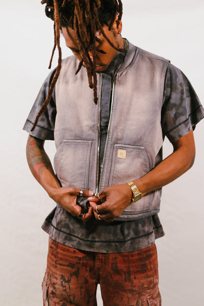 Zip-up Gilet Faded  Wash