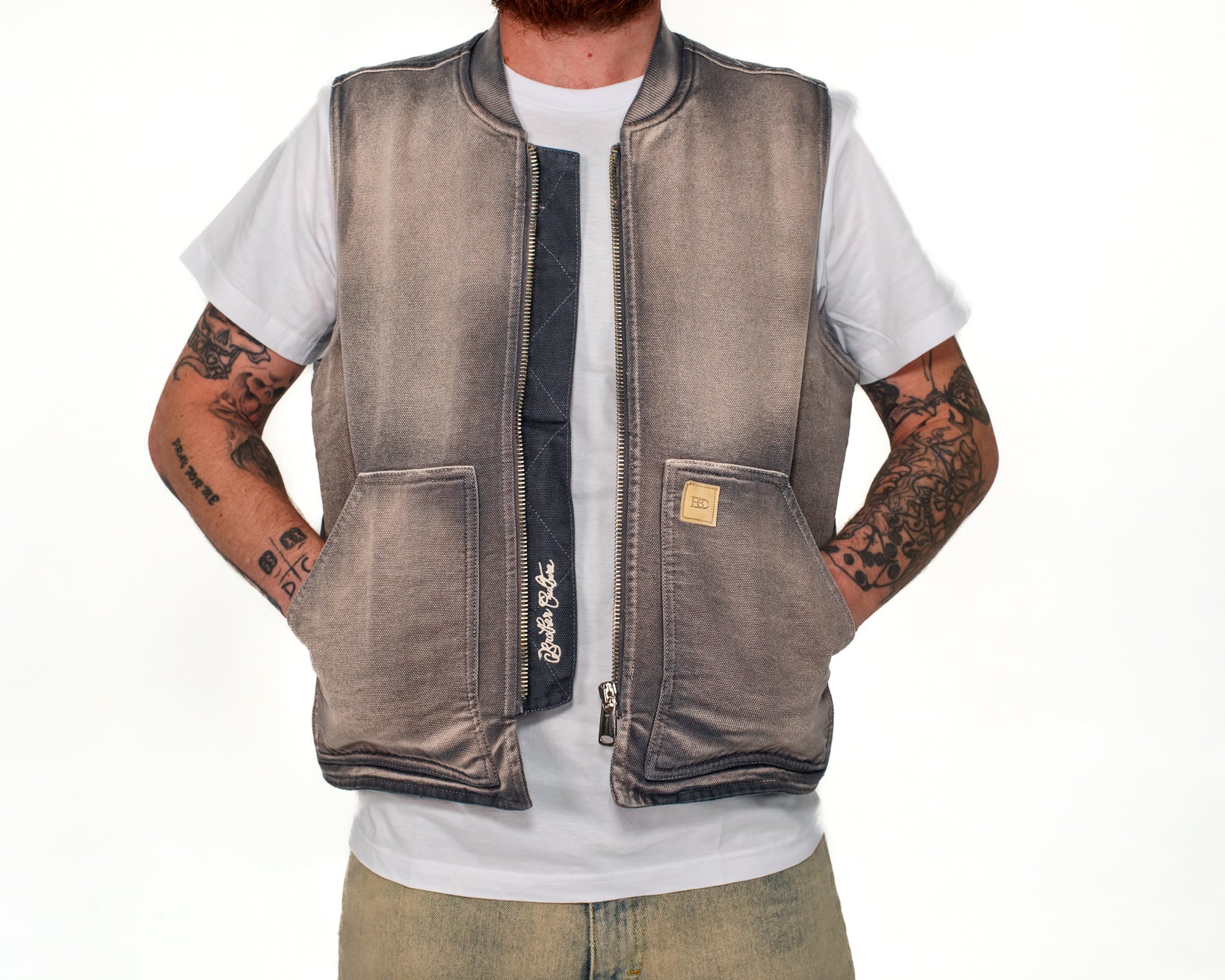 Zip-up Gilet Faded  Wash